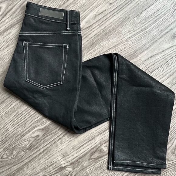 GRLFRND Coated Black White Stitch Denim Aurelia Jeans in Lights Out Sz 26 - Picture 5 of 14